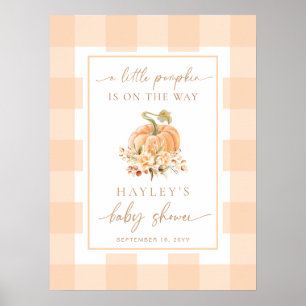 Peach Gingham Een beetje pompoen Baby shower Welko Poster