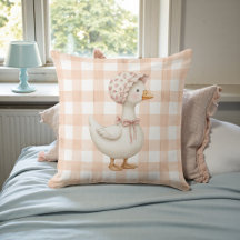 Peach Gingham Goose Watercolor