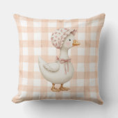 Peach Gingham Goose Watercolor Kussen (Voorkant)