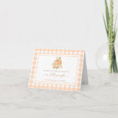 Peach Gingham Herfst pompoen Dank u Bedankkaart (Voorkant)