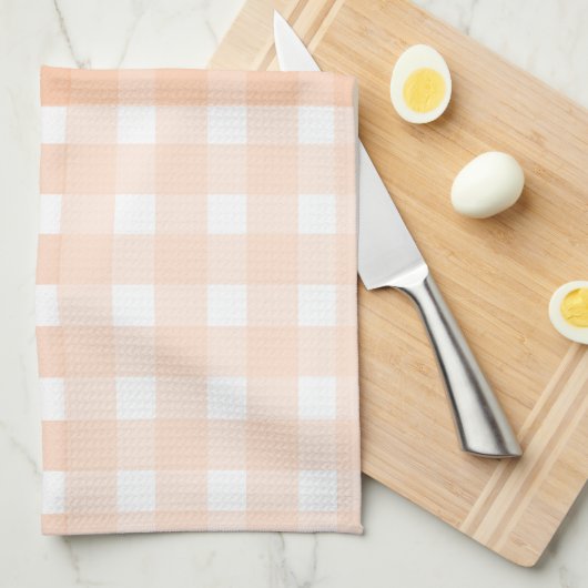 Peach Gingham Kitchen Towel Theedoek (Quarter Fold)