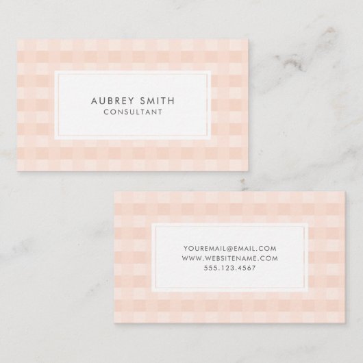 Peach Gingham Pattern Professional Visitekaartje (Voorkant / Achterkant)