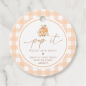 Peach Gingham pompoen Pop het als ze Poppen Bedankjes Labels (Voorkant)
