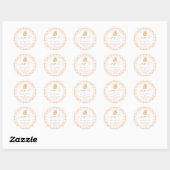 Peach Gingham pompoen Pop het als ze Poppen Ronde Sticker (Vel)