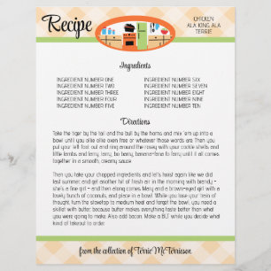 Peach gingham retro keukenrecept multomap inser...