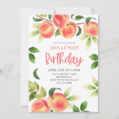 Peach Girl Birthday Party Invitation Kaart (Voorkant)