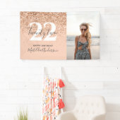 Peach giro modern glitter chic verjaardagdecor spandoek (Insitu)