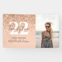 Peach giro modern glitter chic verjaardagdecor