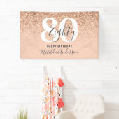 Peach giro modern glitter chic verjaardagdecor spandoek (Insitu)