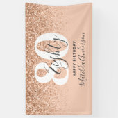 Peach giro modern glitter chic verjaardagdecor spandoek (Verticaal)