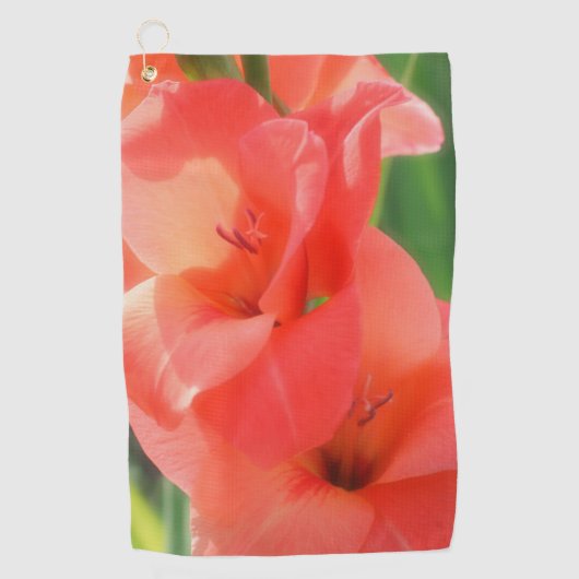 Peach Gladiolas-ventilator Golfhanddoek (Voorkant)
