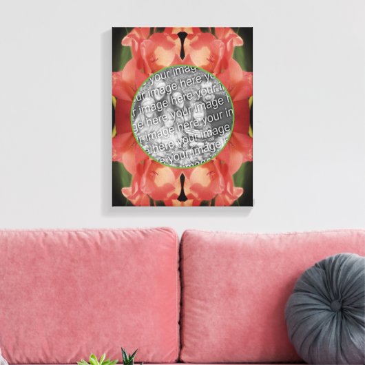 Peach Gladiolus Flower Lijst Creëer Uw eigen foto Canvas Afdruk (Insitu (Woonkamer))