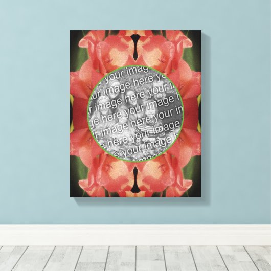 Peach Gladiolus Flower Lijst Creëer Uw eigen foto Canvas Afdruk (Insitu (Houten vloer))