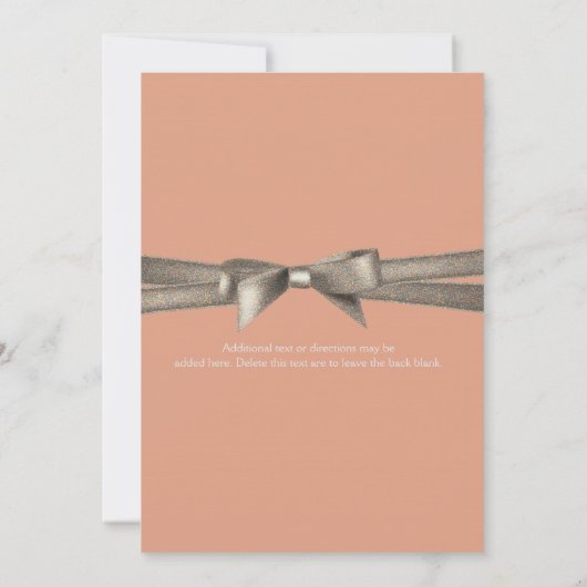 Peach & Glamour Sparkle Bow Party uitnodiging (Achterkant)