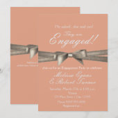 Peach & Glamour Sparkle Bow Party uitnodiging (Voorkant / Achterkant)