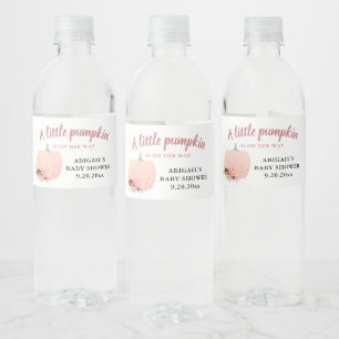 Peach Glitter Baby shower Een kleine pompoen Waterfles Etiket
