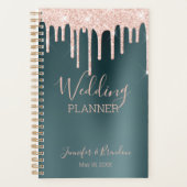 Peach Glitter Drift on Hunter Green Planner (Voorkant)