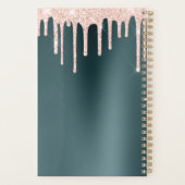 Peach Glitter Drift on Hunter Green Planner (Achterkant)