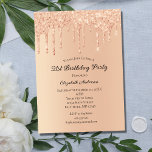 Peach glitter Drips Trendy Glam 21st Birthday Invi Kaart<br><div class="desc">Een  perzik die glitter 21st verjaardag (of om het even welke verjaardag) uitnodigt. Alle velden kunnen worden bewerkt met je gegevens.</div>