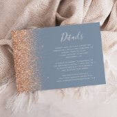 Peach Glitter Dusty Blue Wedding Details Informatiekaartje