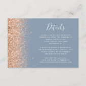 Peach Glitter Dusty Blue Wedding Details Informatiekaartje (Voorkant)