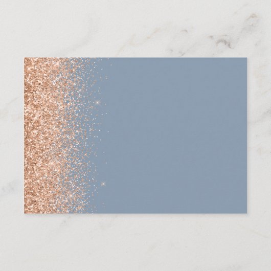 Peach Glitter Dusty Blue Wedding Details Informatiekaartje (Achterkant)