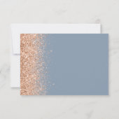 Peach Glitter Dusty Blue Wedding RSVP Kaartje (Achterkant)