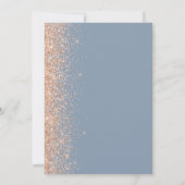 Peach Glitter Edge Dusty Blue Bewaar de datum Aankondiging (Achterkant)