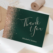 Peach Glitter Emerald Green Wedding Bedankt Kaart