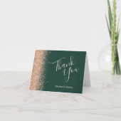 Peach Glitter Emerald Green Wedding Bedankt Kaart (Voorkant)