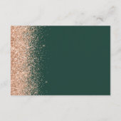 Peach Glitter Emerald Green Wedding Details Informatiekaartje (Achterkant)