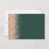 Peach Glitter Emerald Green Wedding RSVP Kaartje (Achterkant)