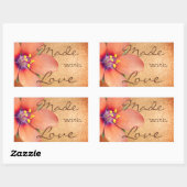  peach Glitter Flower Blossom Made with Love Rechthoekige Sticker (Vel)