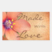 peach Glitter Flower Blossom Made with Love Rechthoekige Sticker (Voorkant)