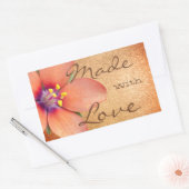  peach Glitter Flower Blossom Made with Love Rechthoekige Sticker (Envelop)
