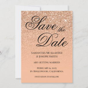 Peach Glitter Gradient Save The Date