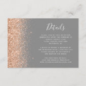 Peach Glitter Gray Wedding Details Informatiekaartje (Voorkant)