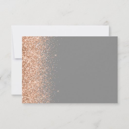 Peach Glitter Grey Wedding RSVP Kaartje (Achterkant)