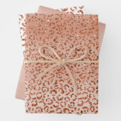 Peach Glitter Leopard Animal Inpakpapier Vel (In situ)