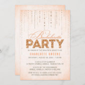 Peach Glitter look Bachelorette Party Invitation Kaart (Voorkant / Achterkant)