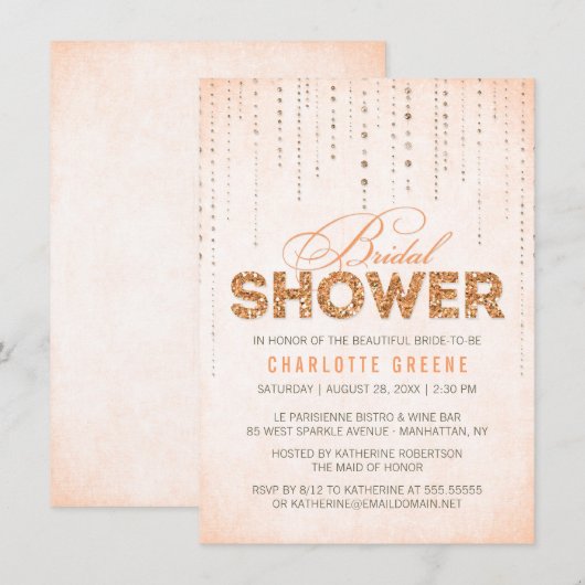 Peach glitter look Vrijgezellenfeest - 4,5 x 6,25  Kaart (Voorkant / Achterkant)