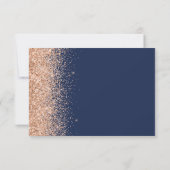 Peach Glitter Navy Blauwe bruiloft RSVP Kaartje (Achterkant)