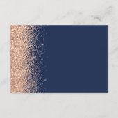 Peach Glitter Navy Blue Wedding Details Informatiekaartje (Achterkant)
