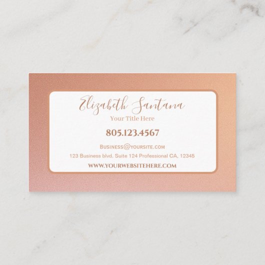 Peach Glitter Visitekaartje (Achterkant)