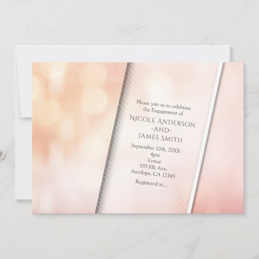 Peach Glow Elegant Bokeh Lights Verlovingsfeest Kaart (Voorkant)