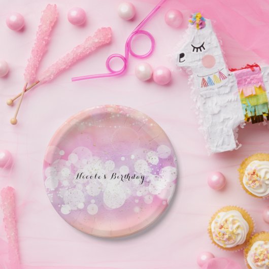 Peach Glow Sparkle Licht Glam Birthday Party Papieren Bordje (Feest)