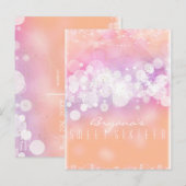 Peach Glow Sparkle Licht Glam Birthday Party Uitnodiging Briefkaart (Voorkant / Achterkant)
