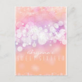 Peach Glow Sparkle Licht Glam Birthday Party Uitnodiging Briefkaart (Voorkant)