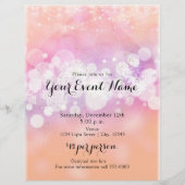 Peach Glow Sparkle Lights Glam Party Event Flyer (Voorkant)