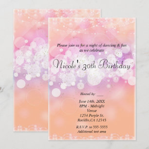 Peach Glow Sparkle Lights Glam Verjaardagsfeest Kaart
